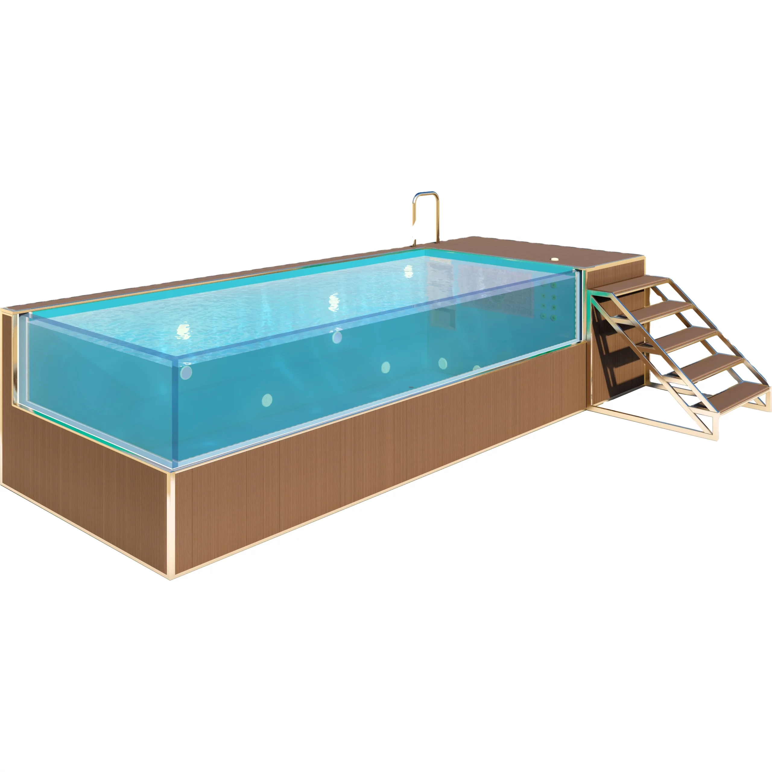 Endless Stainless Steel Pool Swim Spa 8 Massage Nozzles Fiberglass Spa Ground Pool