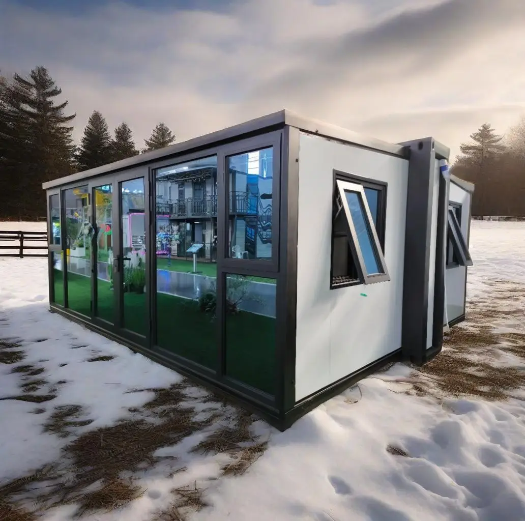 Glass Curtain Wall Steel Expandable Container House Foldable Snow Prevention for Hotel and Villa Use