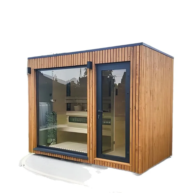 High-end double square hemlock electric stove heating sauna steam spa combination leisure garden cabin