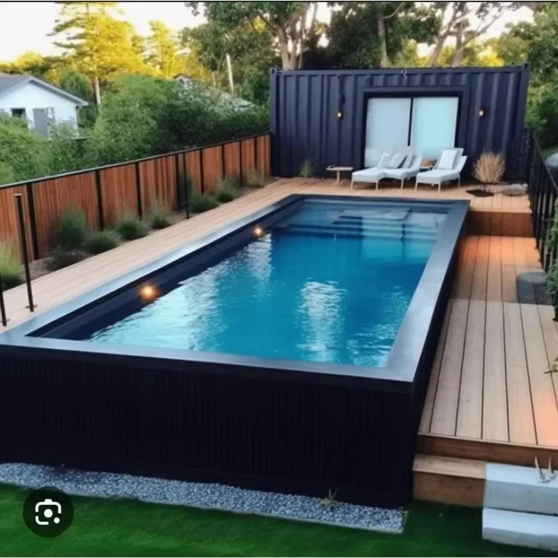 Small 20ft Container Fiberglass Pool with Shell Ground Kids House Rectangular Mosaic Tiles Prefab Swimming Pool Factory Shipping