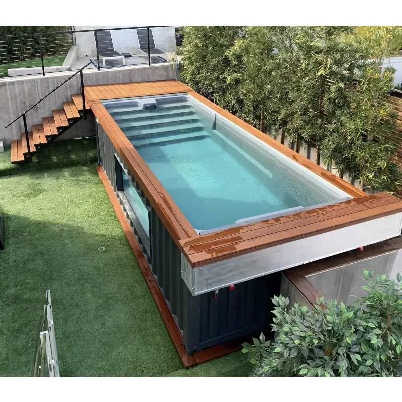 Custom 20ft 40ft Luxury Modular Shipping Container Swimming Pool with Filtration and Heating System