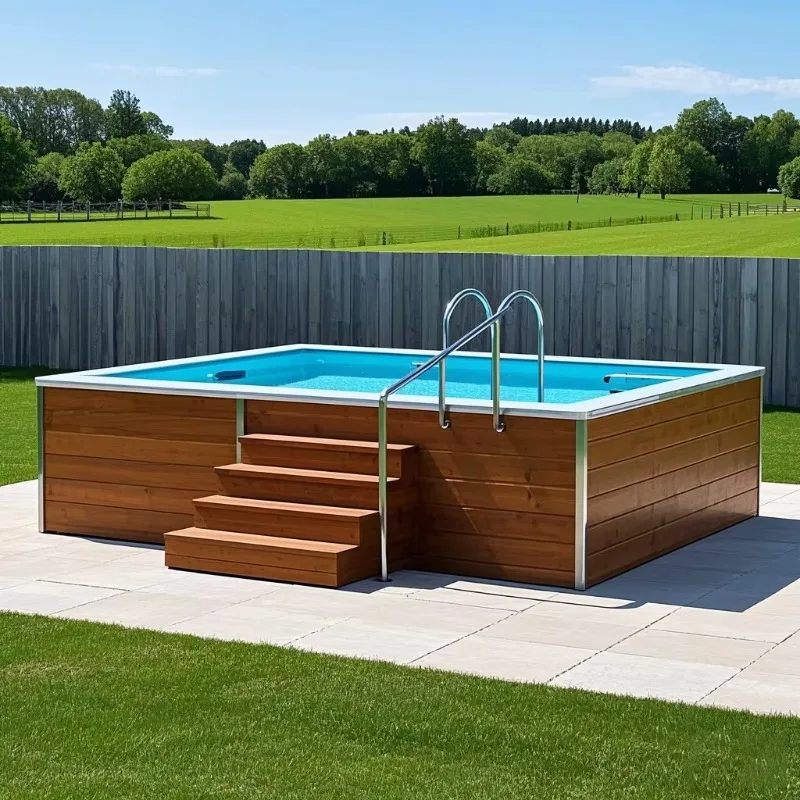 Large Outdoor Acrylic Swimming Pool For Kids For Jacuzzi Swim Spa With Fiberglass Wood Pool Tools Accessories