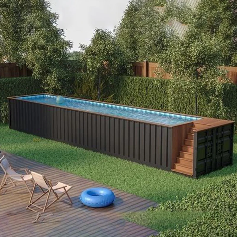 Outdoor Garden Fiberglass Shipping Container Swimming Pool 20ft 40ft Prefab House Large Big Pool Container Pool