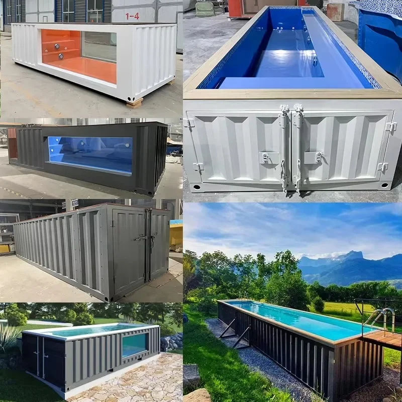 Hot Sale 20ft & 40ft Contemporary Design Outdoor Pool for Villas and Dining for House Use Steel Shipping Container Swimming Pool – Image 8