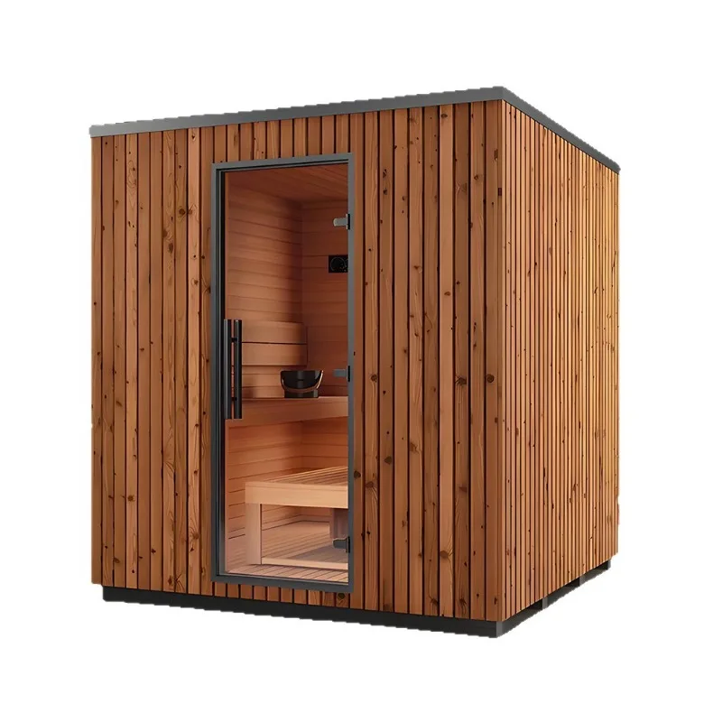 Traditional solid wood electric/wood/far infrared heating 2-10 people square side door sauna steam room