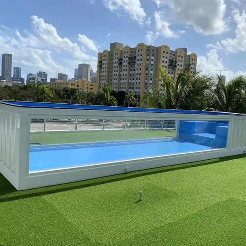 Large Acrylic Glass Window 40 Feet Frp Fiberglass Swimming Pool Equipment Complete Set Container Swimming Pool Prefab