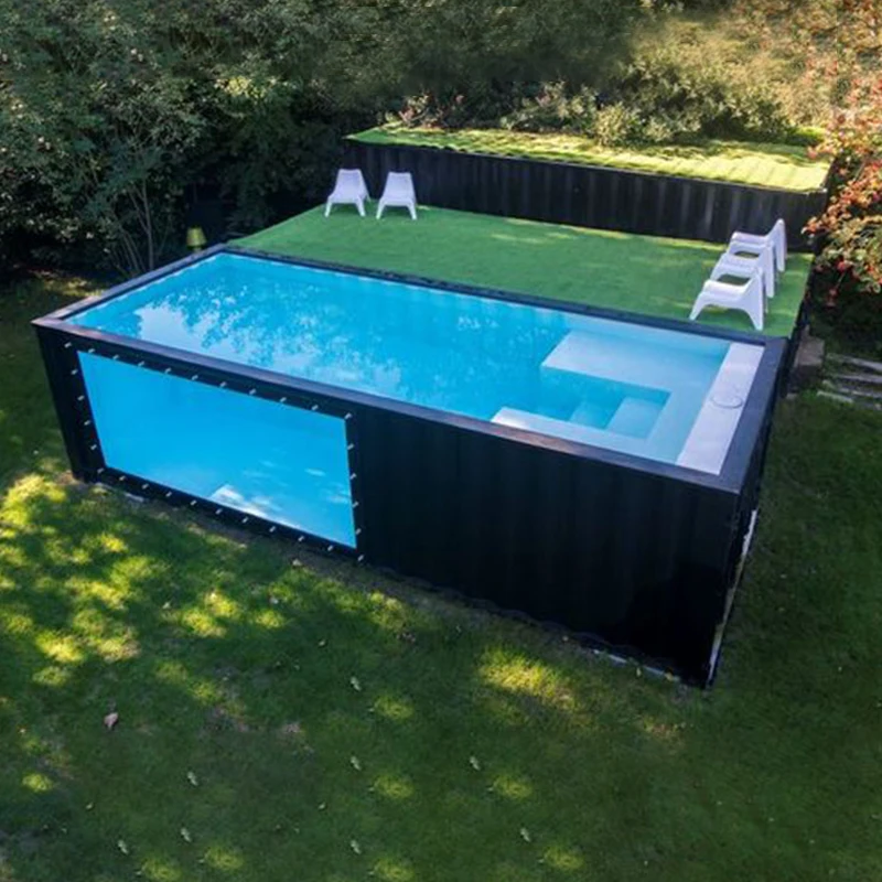 20ft 40ft Glass Window Home Fabricated Container Fiberglass Swimming Pool Complete Kit for Adults Outdoor