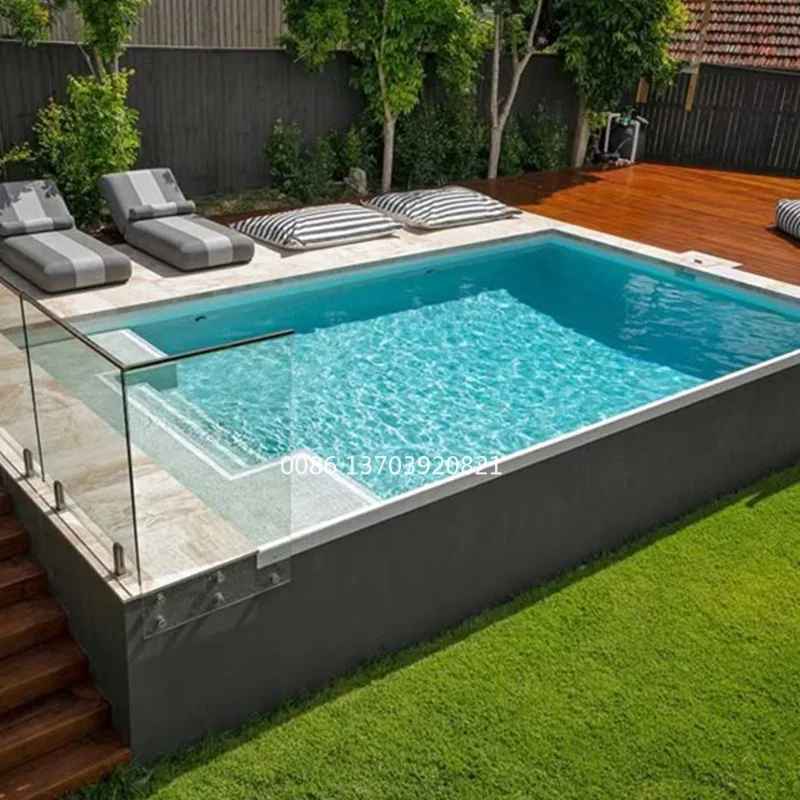 Luxury Hotel Family House Plunge Pool Wooden Wpc Swim Spa  Above Ground Fiberglass Swimming Pool Equipment and Accessories