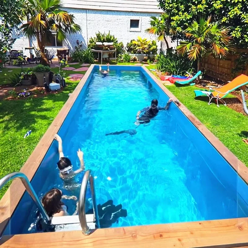 Hot Sale 20ft & 40ft Contemporary Design Outdoor Pool for Villas and Dining for House Use Steel Shipping Container Swimming Pool – Image 3