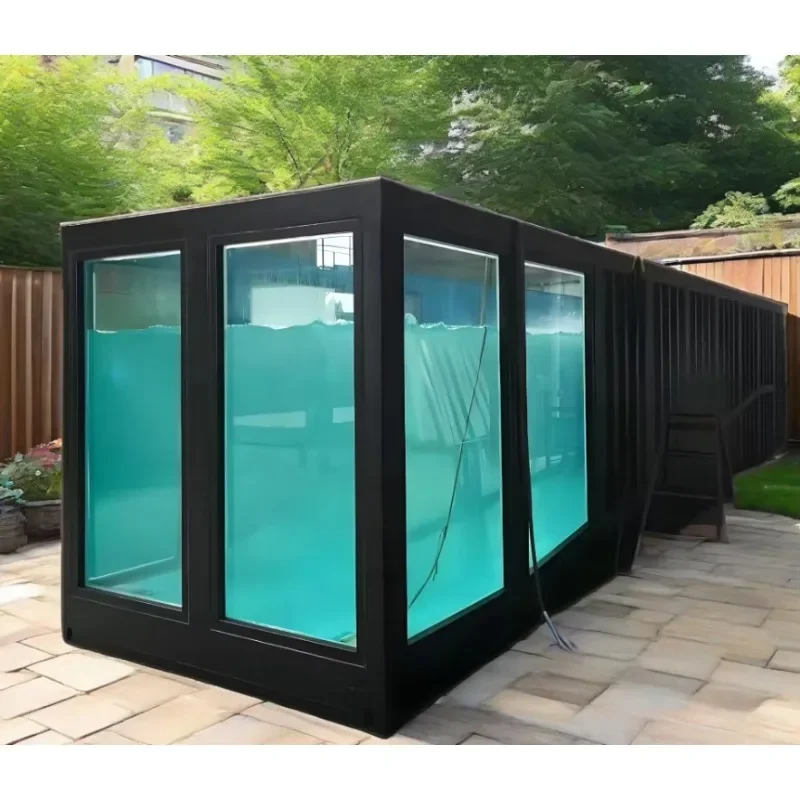 Hot Sale 20ft & 40ft Contemporary Design Outdoor Pool for Villas and Dining for House Use Steel Shipping Container Swimming Pool – Image 6